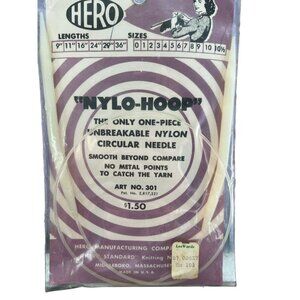 Hero Nylo-Hoop Circlur Knitting Needle All One Piece Length 29" Size 10.5 NEW